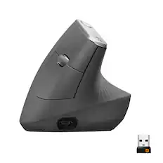 Front. Logitech - MX Vertical Advanced Wireless Optical Ergonomic Mouse with USB and Bluetooth Connection - Graphite.