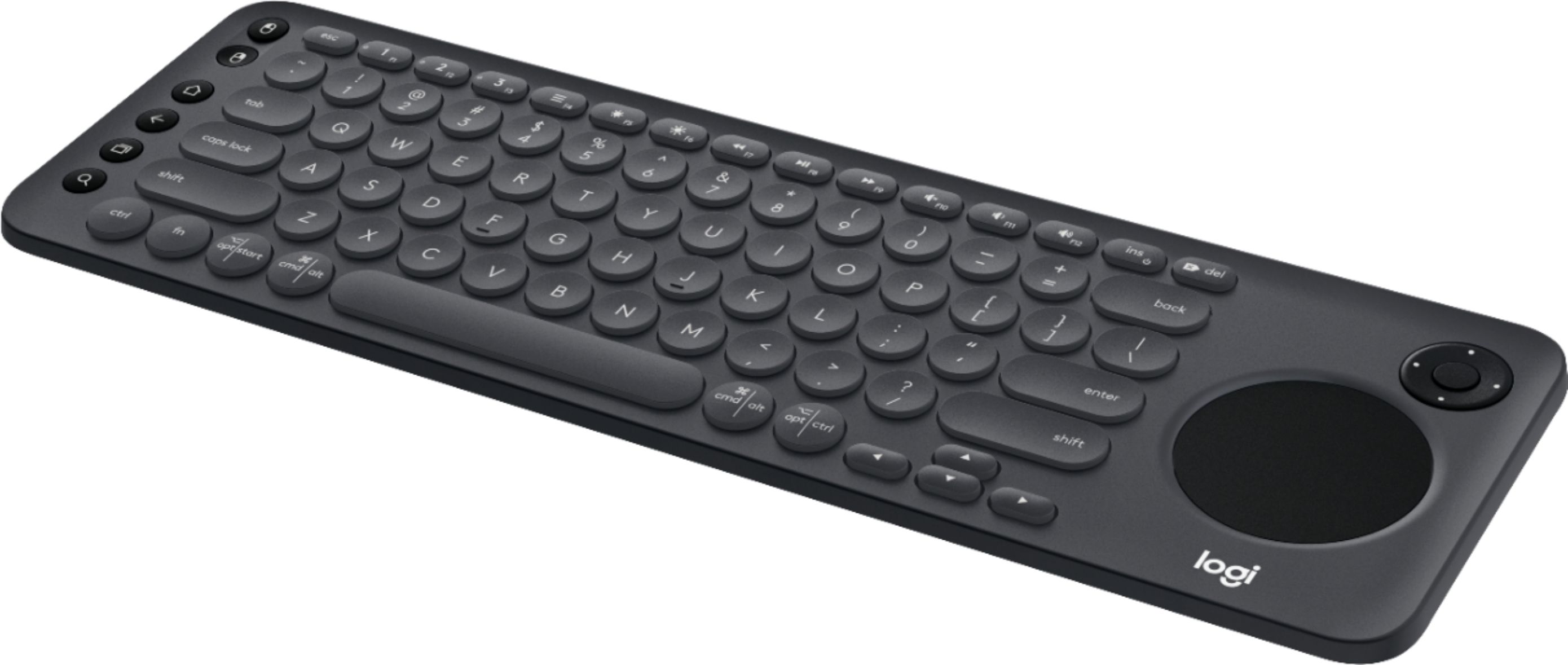 Left View: Logitech - K600 TKL Wireless TV Keyboard - Dark Gray