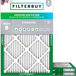 Filterbuy - 19.75x21.5x1 MERV 8 Dust & Allergy Defense, Electrostatic Pleated HVAC AC Furnace Air Filters Replacement (3-Pack) - Silver