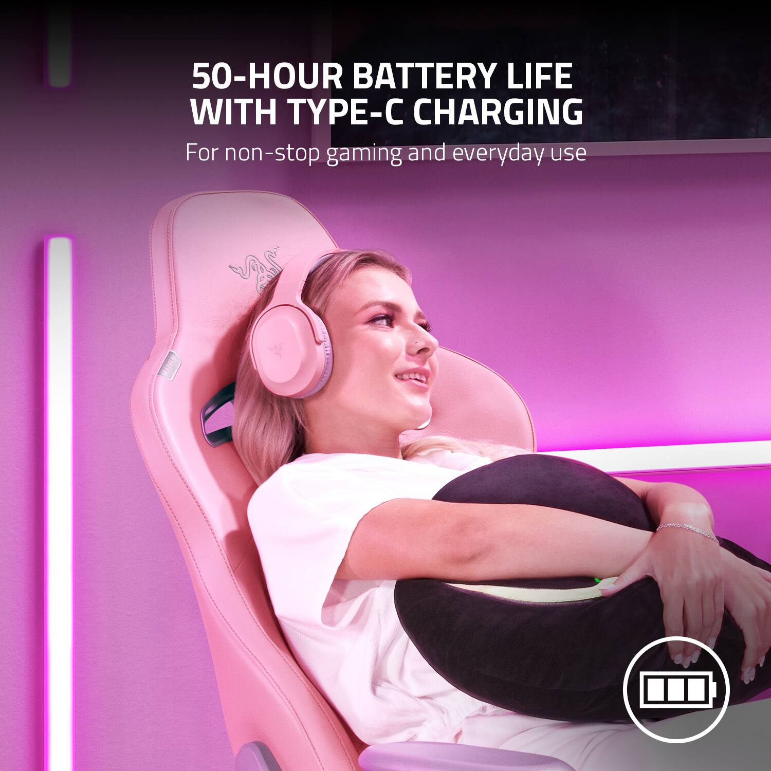 50-hour battery life with Type-C charging for non-stop gaming and everyday use.