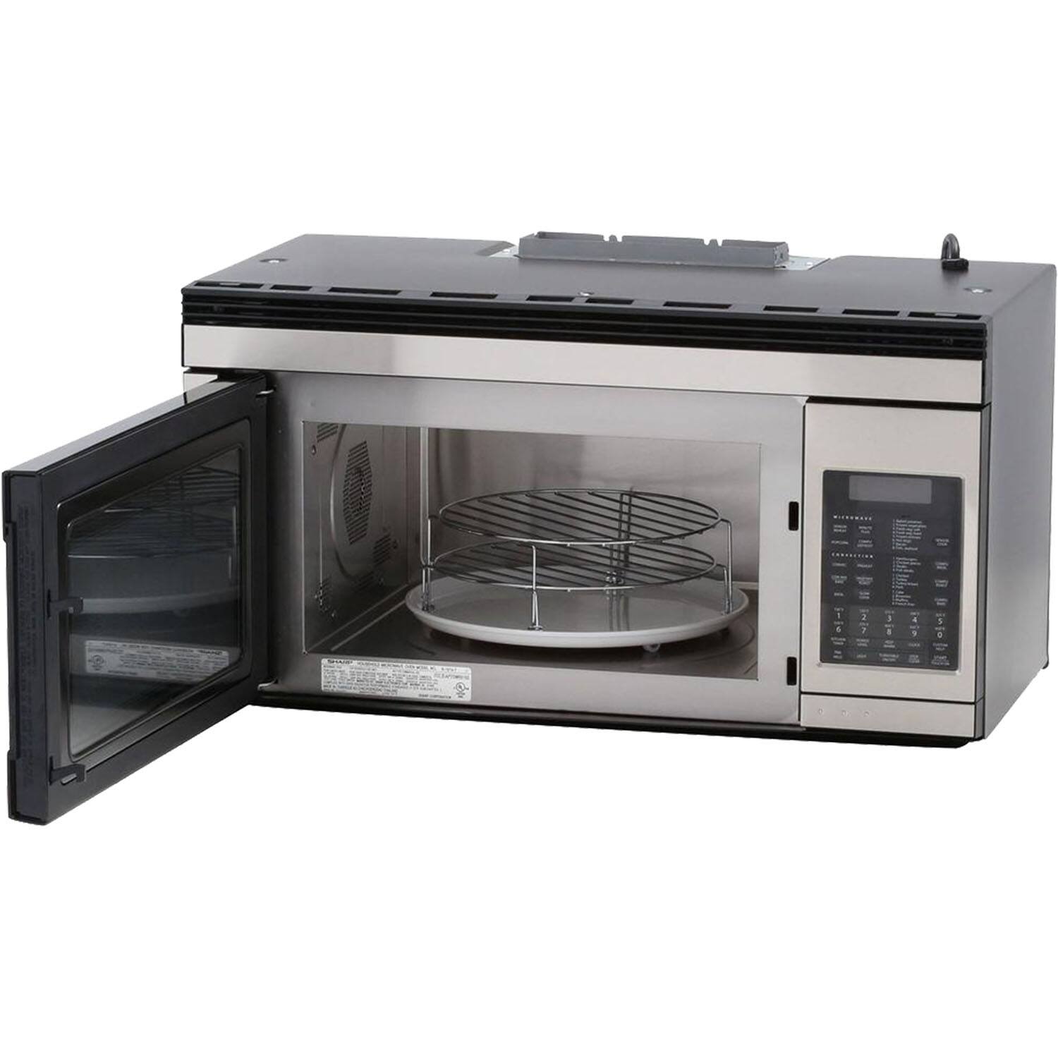 Left. Sharp - 1.1 Cu. Ft. Convection Over-the-Range Microwave with Sensor Cooking - Stainless steel.