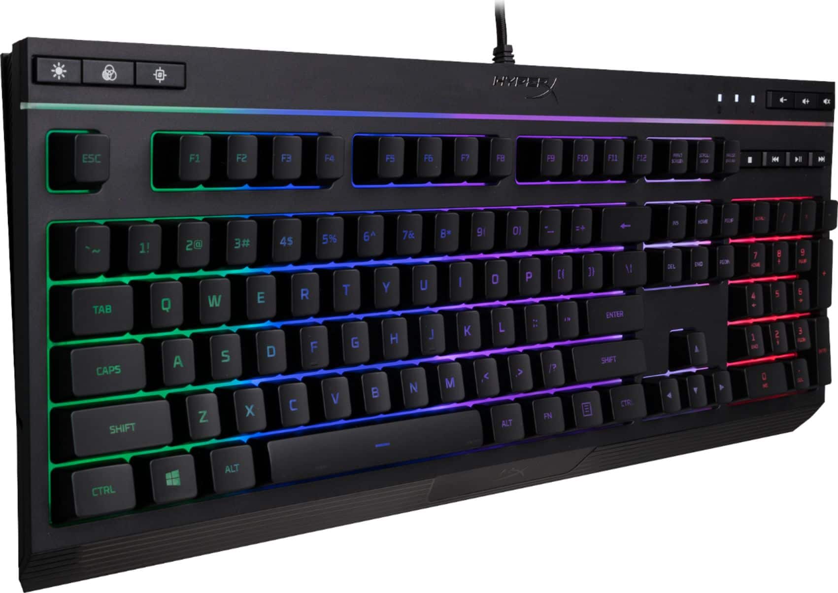 Angle. HyperX - Alloy Core Full-size Wired Gaming Membrane Keyboard with RGB Lighting - Black.