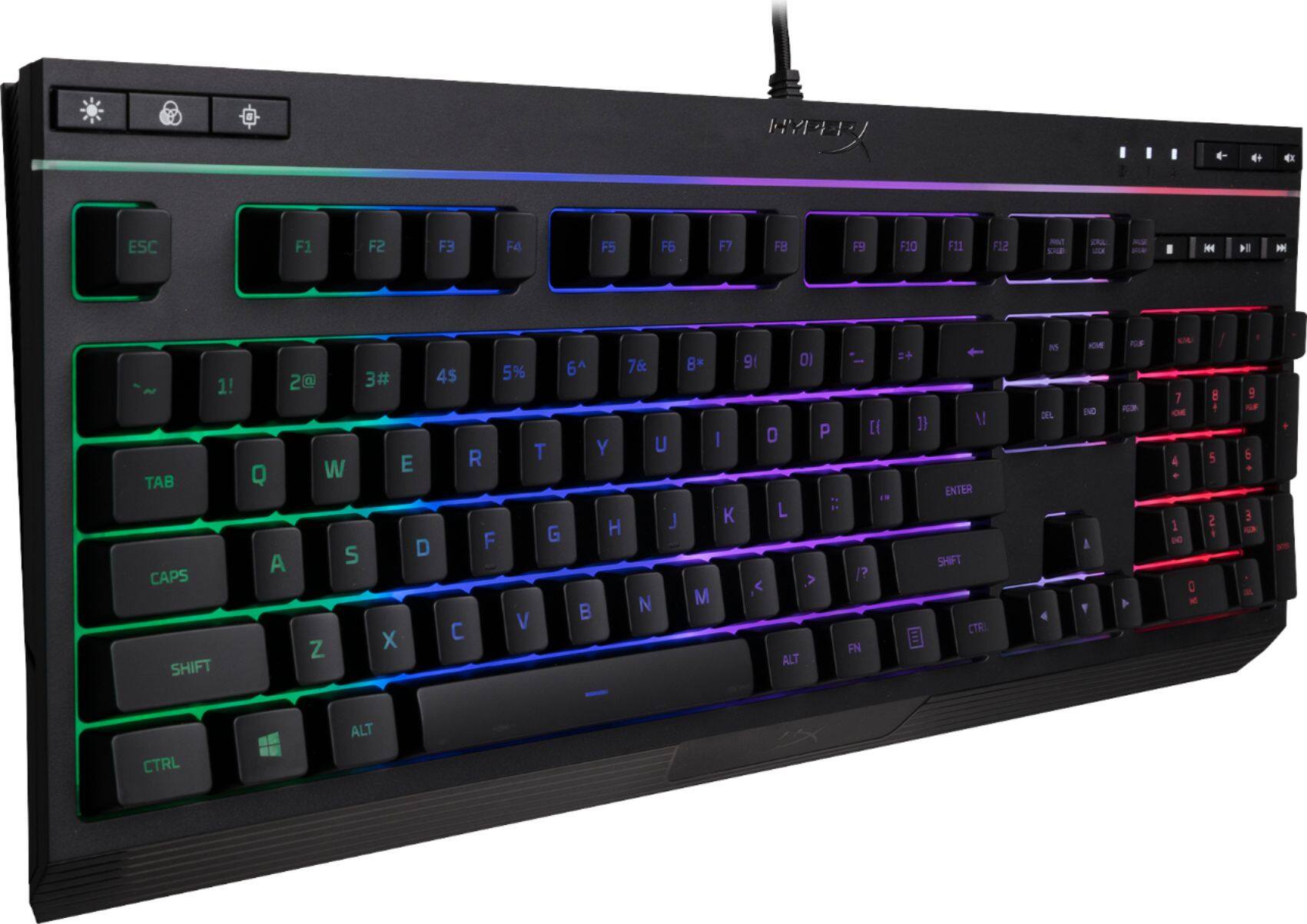 Angle. HyperX - Alloy Core Full-size Wired Gaming Membrane Keyboard with RGB Lighting - Black.