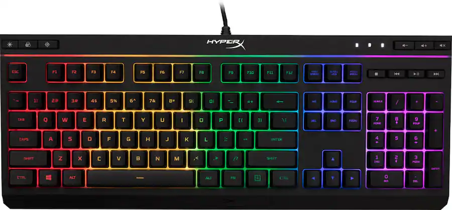 Full Spectrum Color Bar HyperX Alloy Core Full size Wired Gaming Membrane Keyboard with RGB ...
