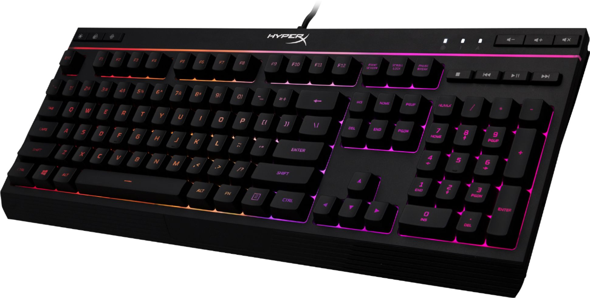 Left View: HyperX - Alloy Core Full-size Wired Gaming Membrane Keyboard with RGB Lighting - Black