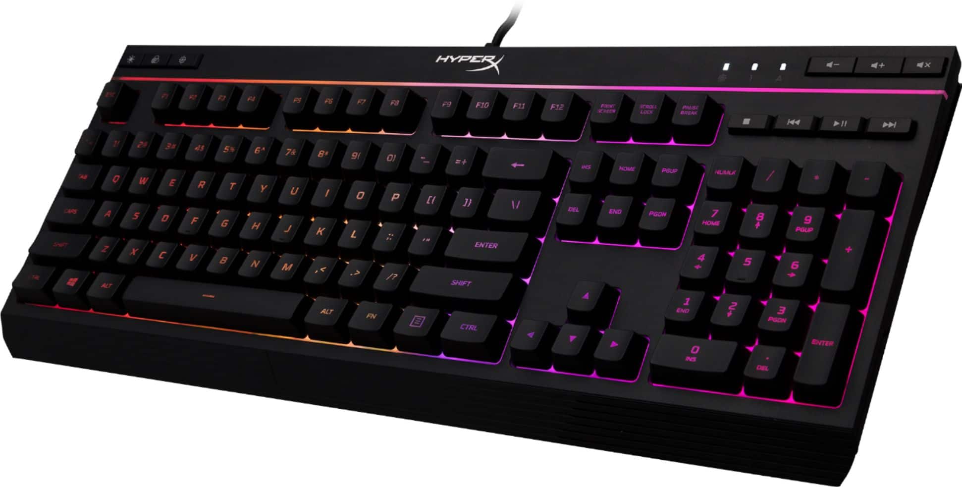 Left. HyperX - Alloy Core Full-size Wired Gaming Membrane Keyboard with RGB Lighting - Black.
