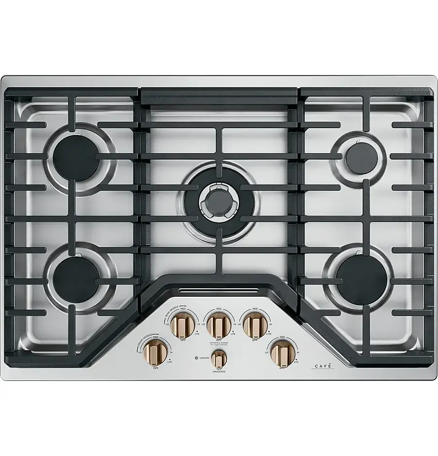Alt View 25. Café - 30" Gas Cooktop - Stainless Steel.