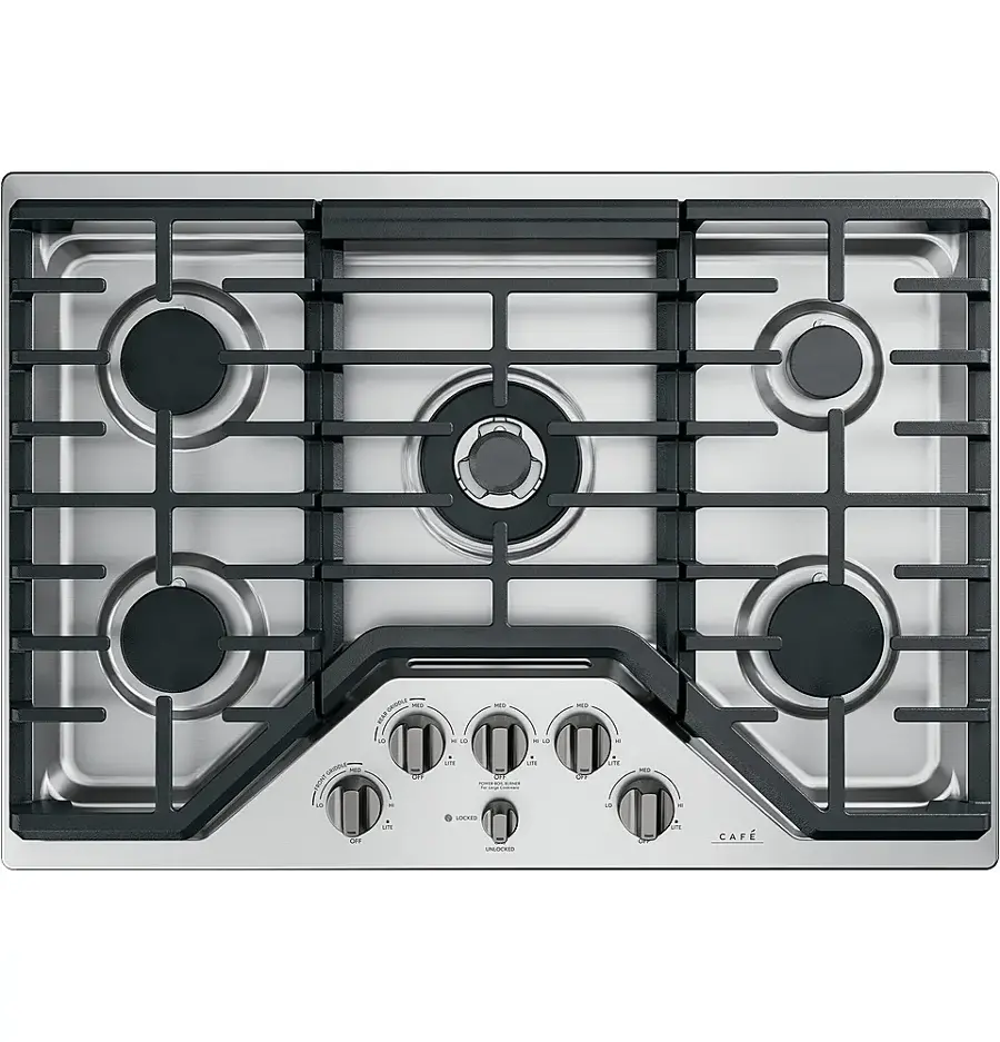 Alt View 28. Café - 30" Gas Cooktop - Stainless Steel.