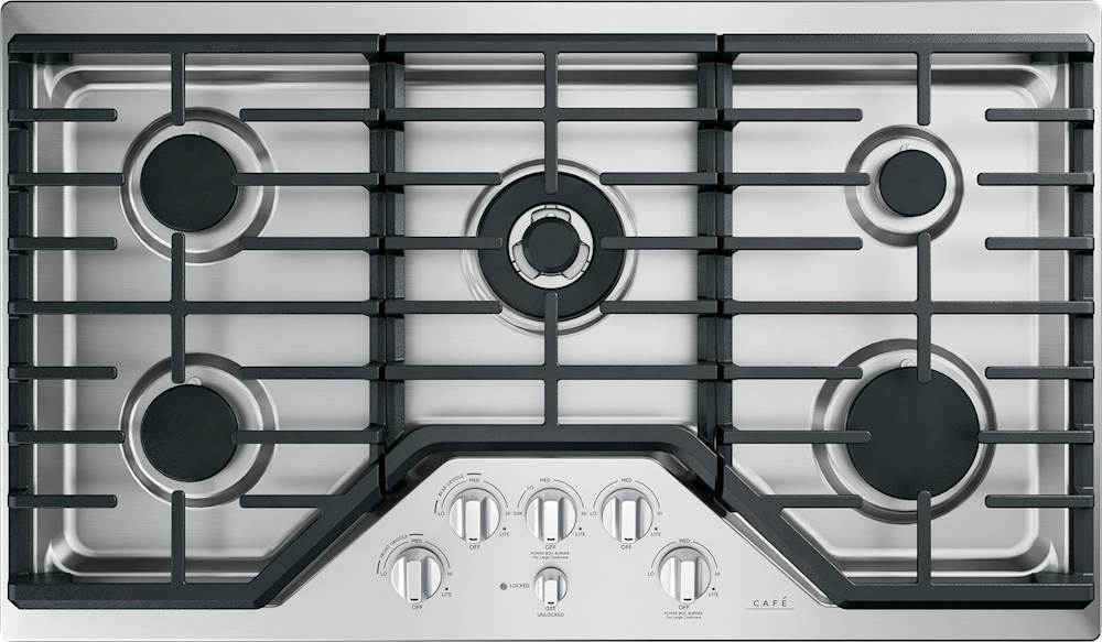 Cafe 36 in. Natural GAS Cooktop with 5 Sealed Burners & Griddle - Stainless Steel | P.C. Richard Son