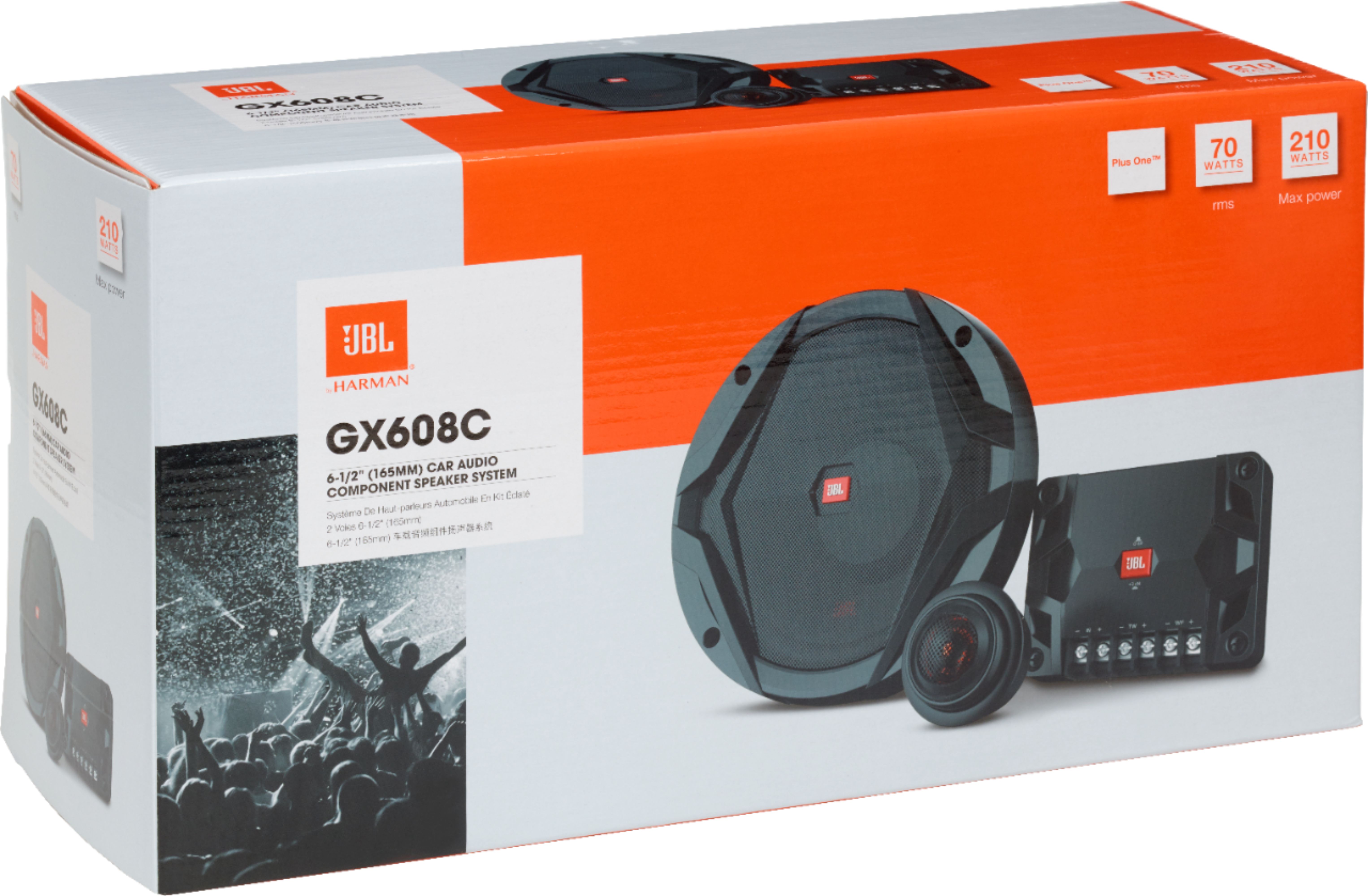 Black JBL GX600C 6-1/2 Inch 210-Watt Two-Way Component Car Audio Loudspeaker System with Outboard Crossover Network