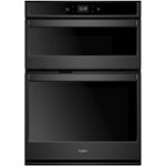 Front. Whirlpool - Smart 30" Double Electric Wall Oven with Built-In Microwave - Black.