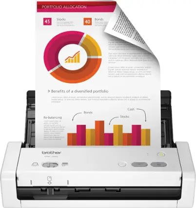 Front. Brother - ADS-1200 Compact Duplex Desktop Document Scanner - White.