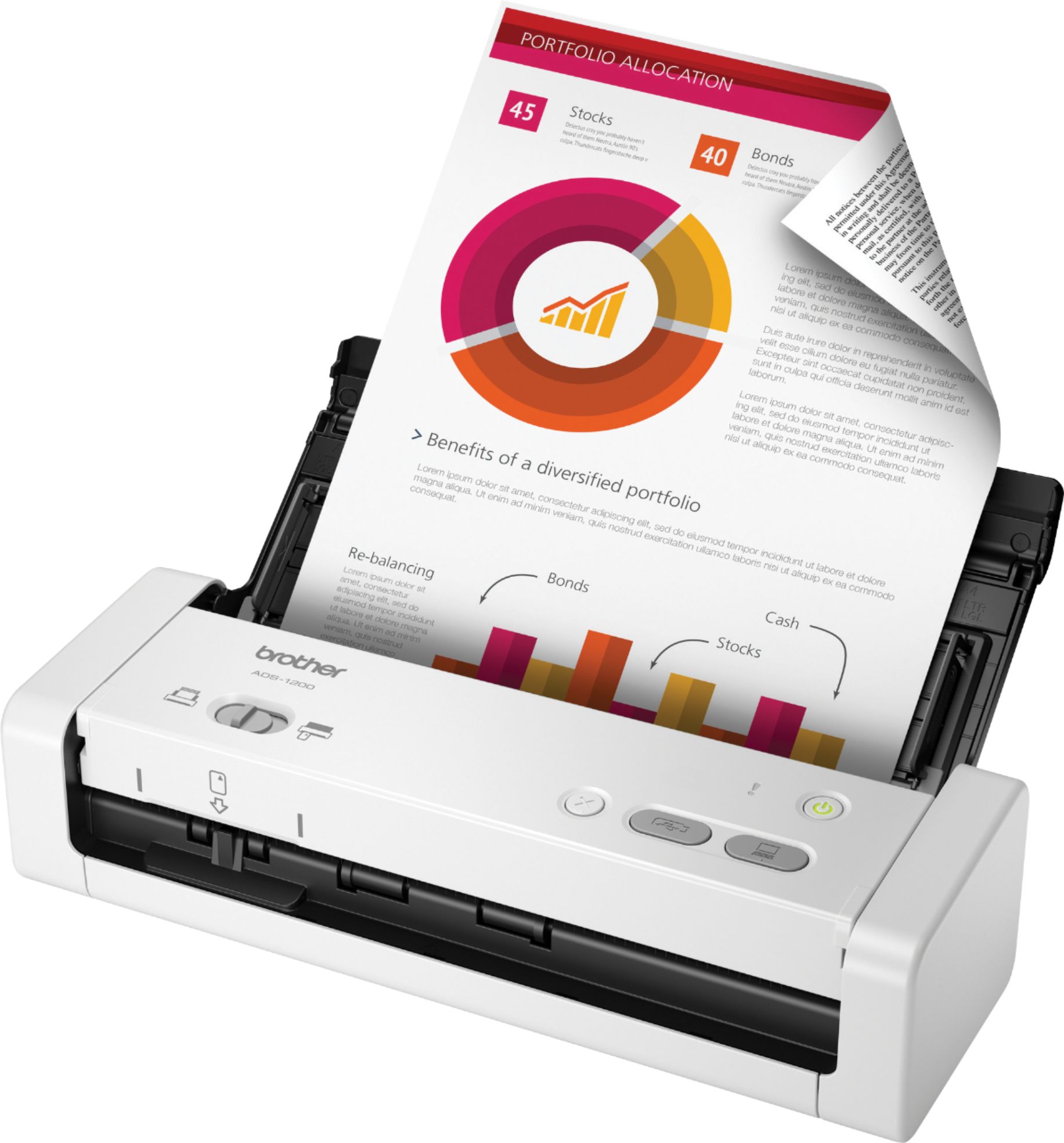 Left View: Epson - RapidReceipt RR-70W Wireless Mobile Receipt and Color Document Scanner - White