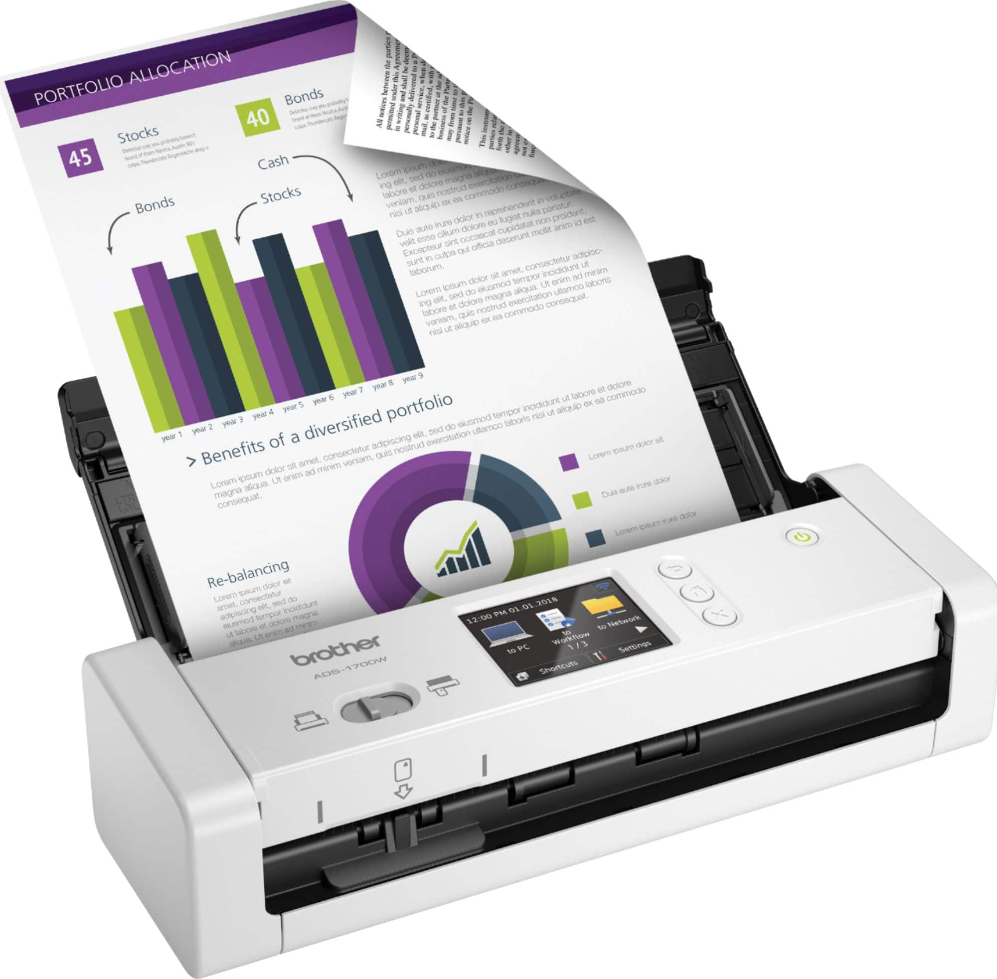 Angle View: Epson - WorkForce ES-580W Wireless Duplex Touchscreen Desktop Document Scanner