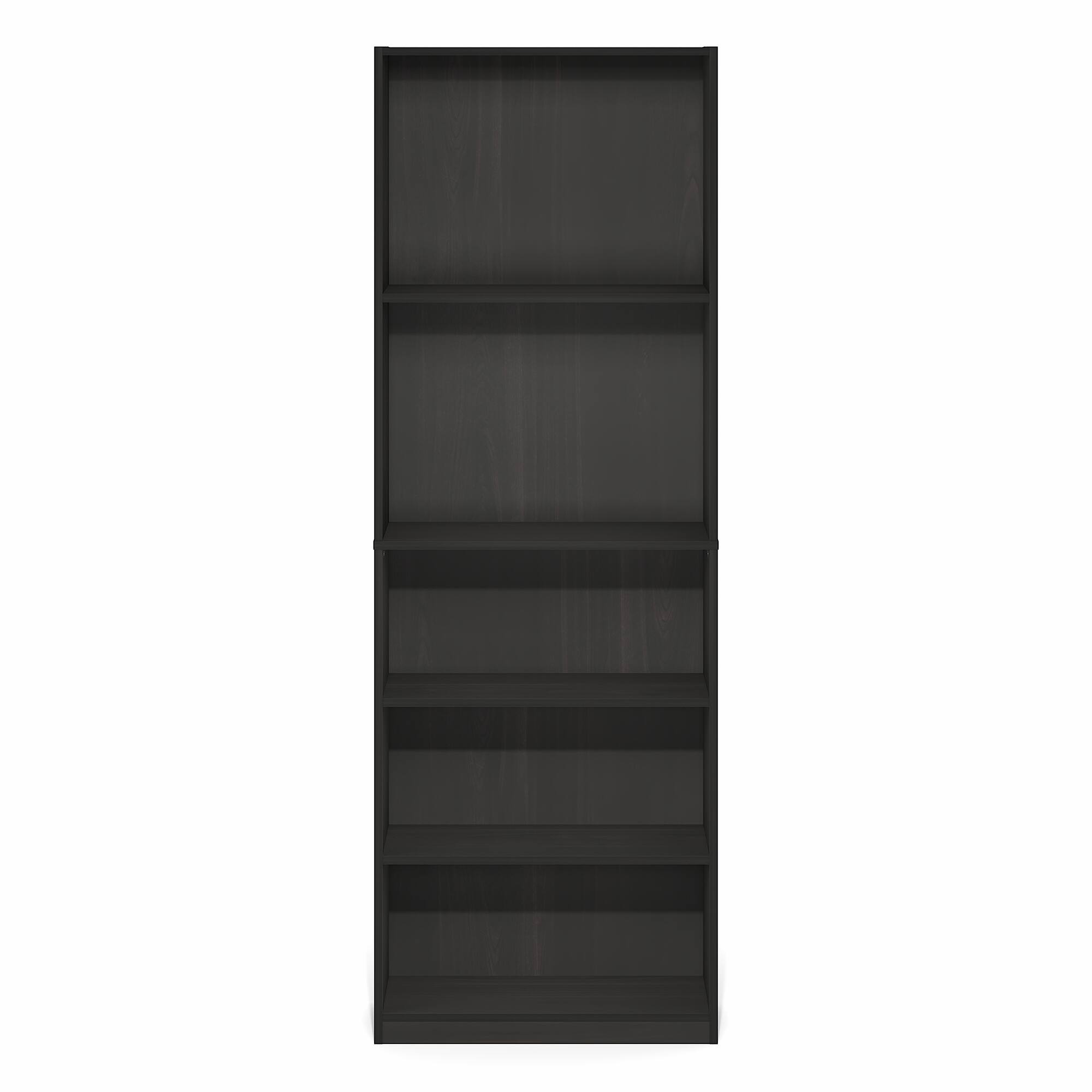 Alt View 6. Furinno - JAYA Book Shelf, 5-Tier Bookshelf with Open Storage Shelf, Standing Bookcase, for Home Office, Living Room, Bedroom - Espresso.
