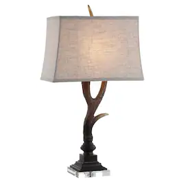 Jonathan Y - Antler 29.5" Rustic Resin/Crystal LED Table Lamp, /Clear - Brown