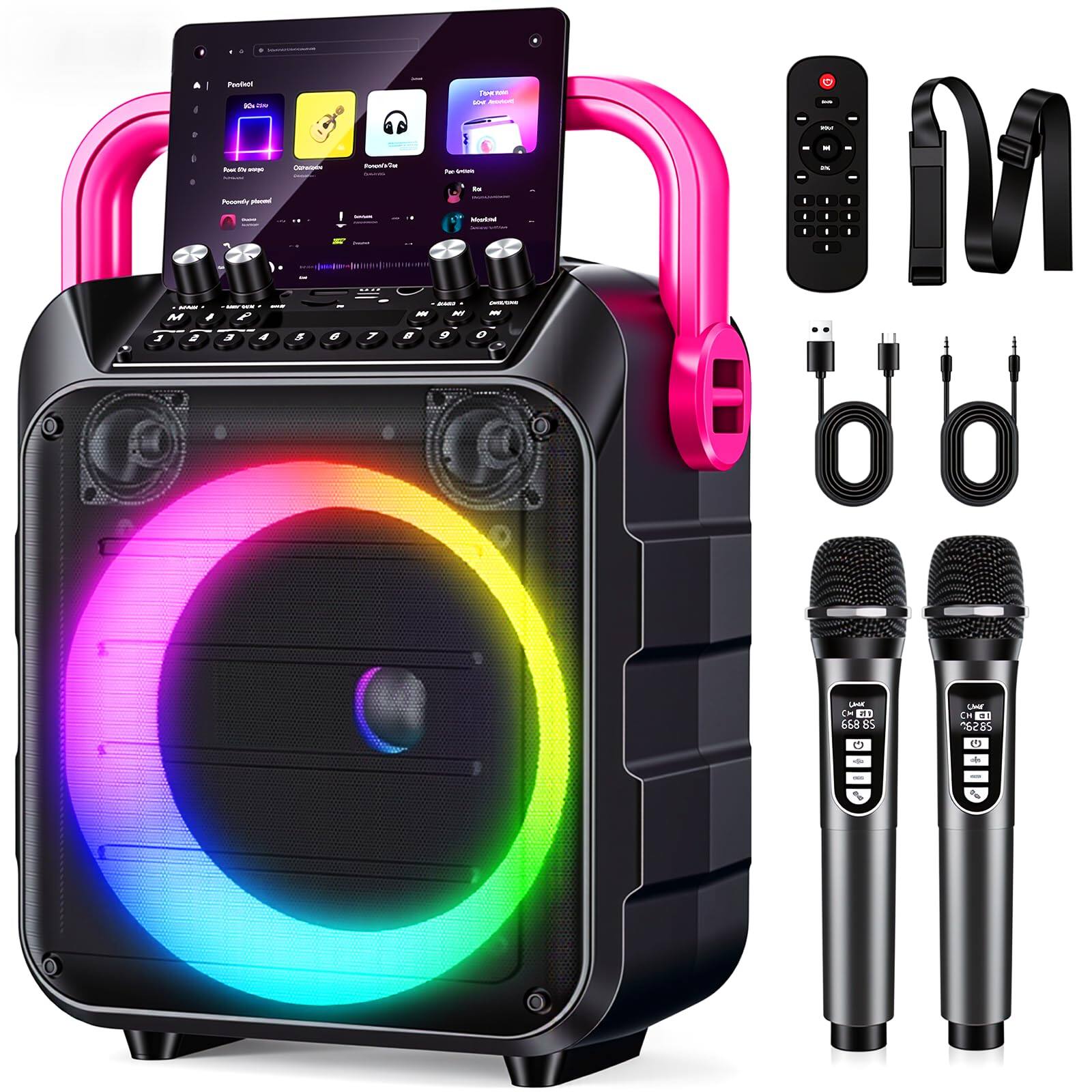 Dazzling Pops Karaoke Machine For Adults 5 3 Portable With 2 Wireless ...