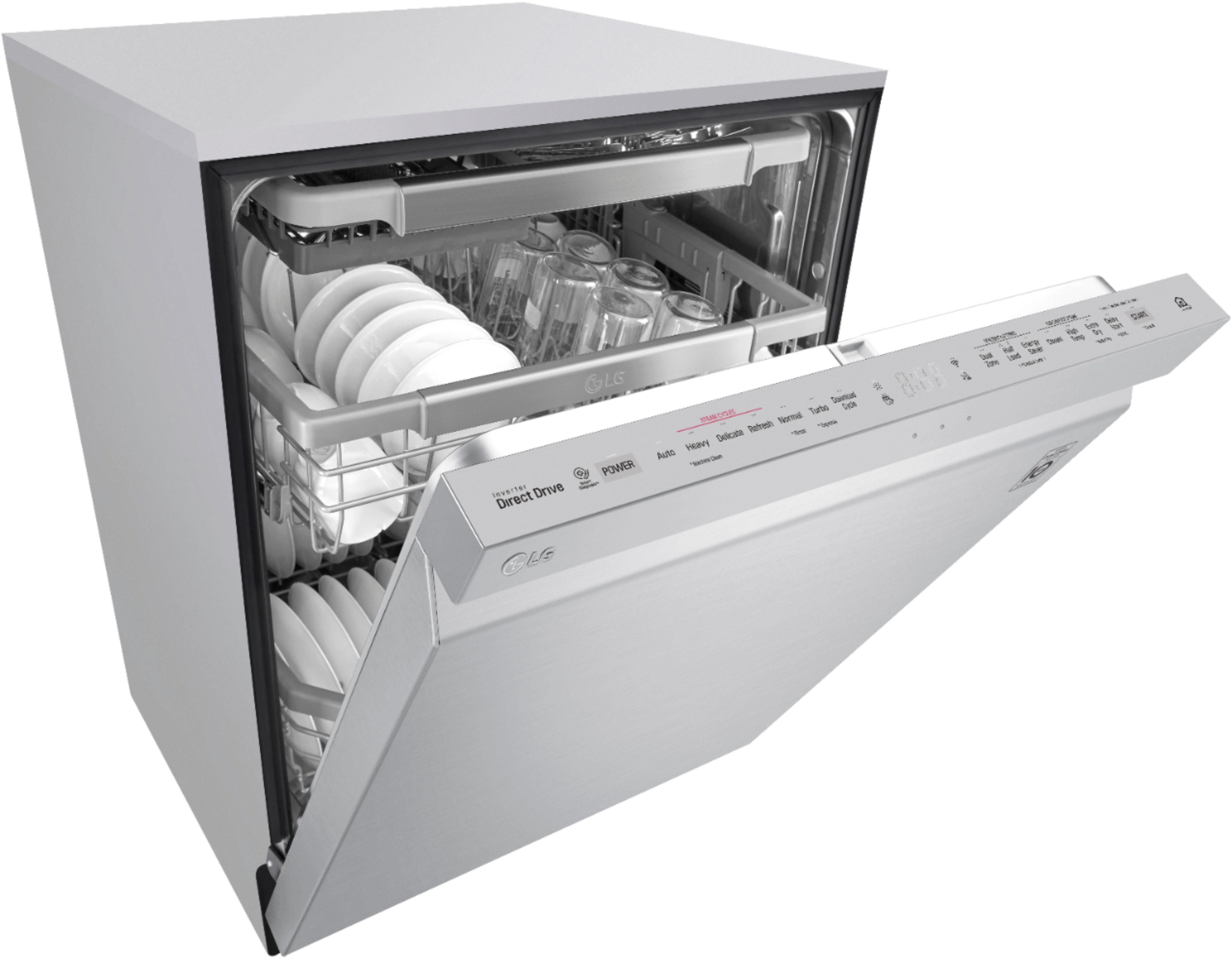 Angle View: GE - 24" Front Control Tall Tub Built-In Dishwasher - Bisque