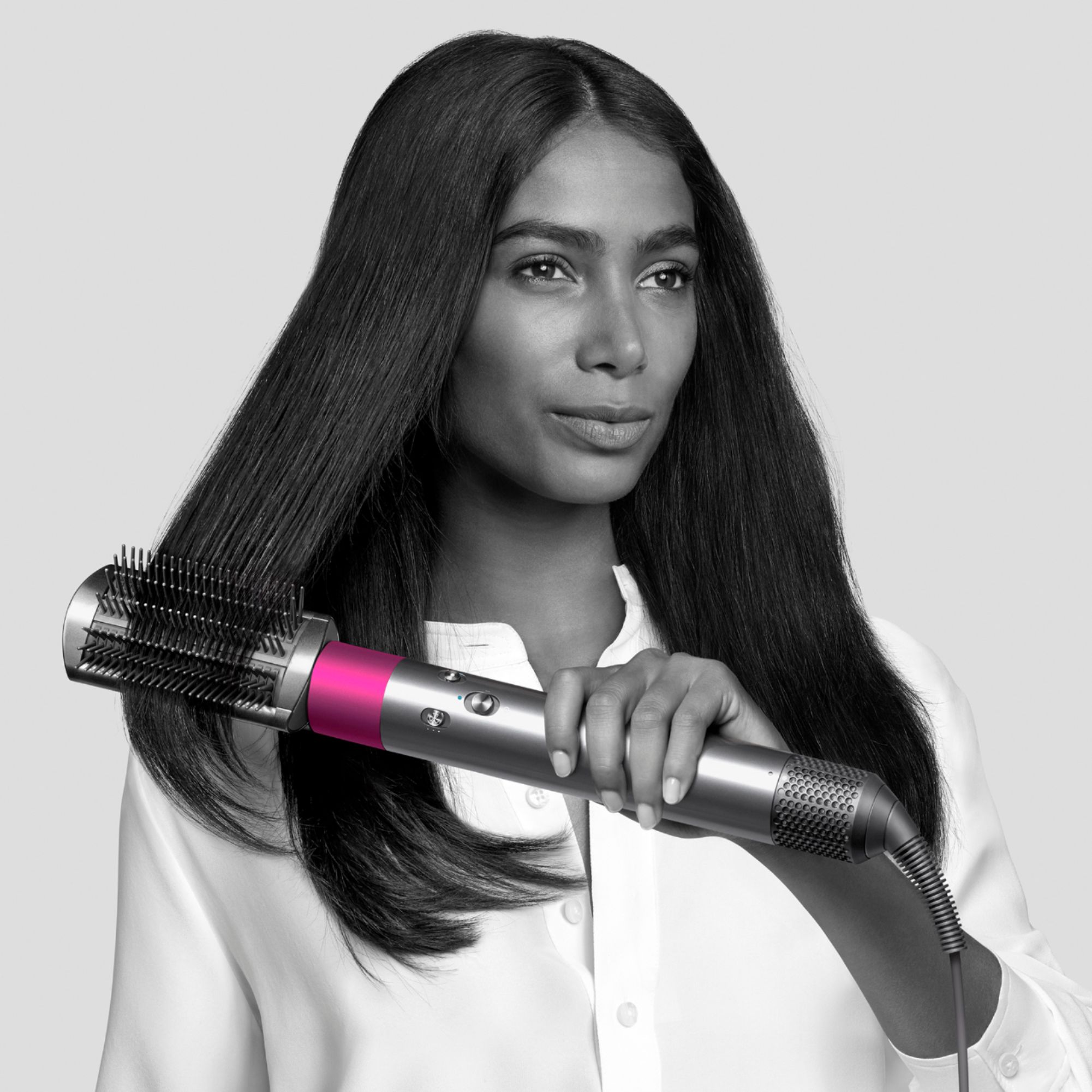 Dyson Airwrap styler Smooth+ Control, Spazzola lisciante forte piccola  (nichel/fucsia)