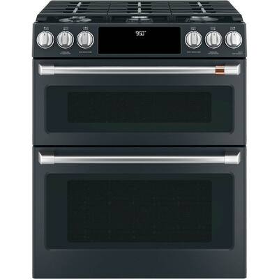 Café - 7 Cu. Ft. Self-Cleaning Slide-In Double Oven Dual Fuel Convection Range - Matte Black
