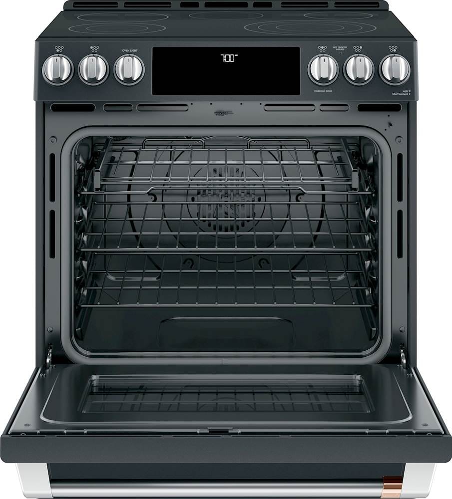 Alt View 13. Café - 5.7 Cu. Ft. Slide-In Electric Convection Range, Customizable - Matte Black.