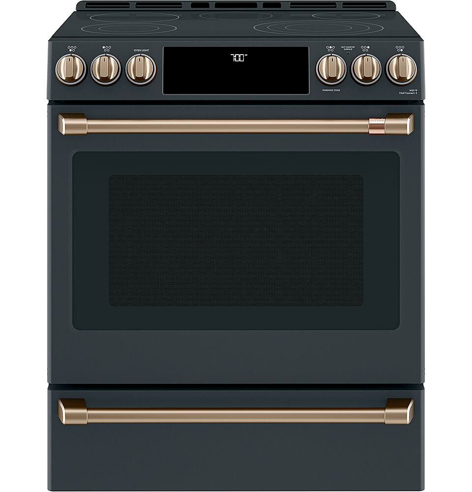 Alt View 29. Café - 5.7 Cu. Ft. Slide-In Electric Convection Range, Customizable - Matte Black.
