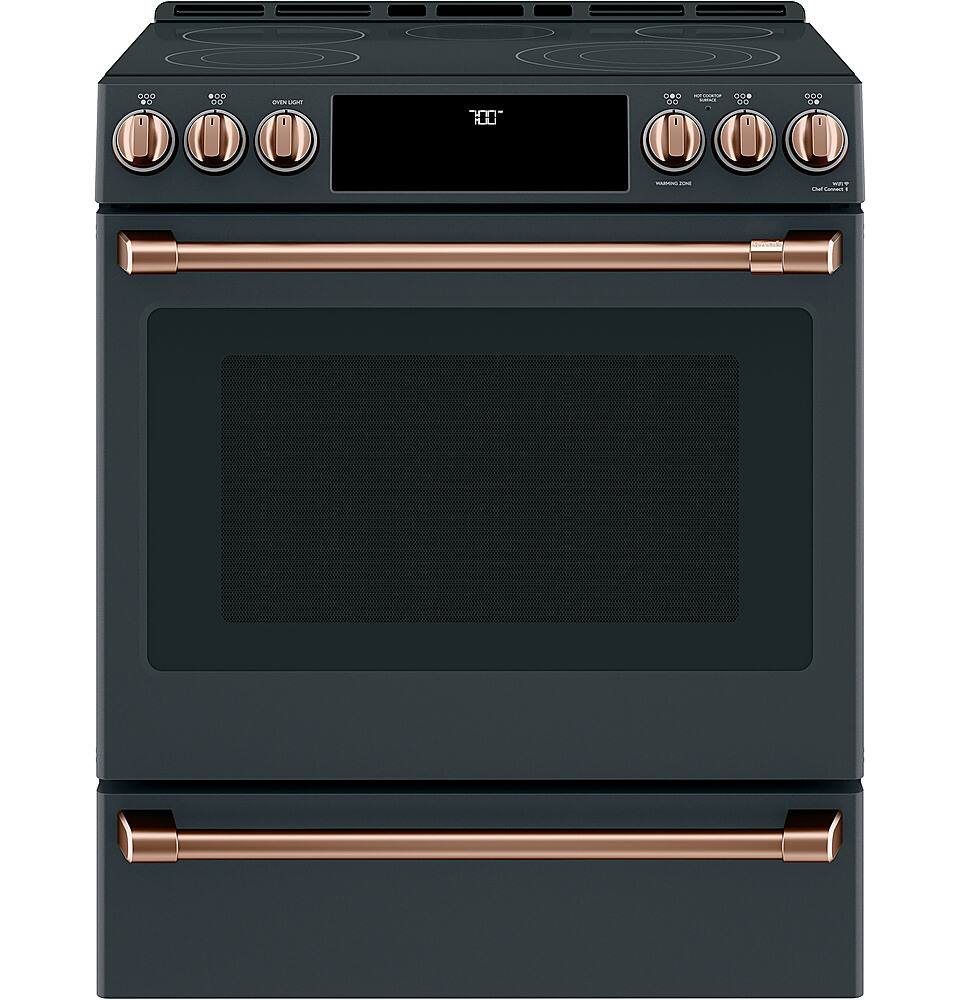Alt View 30. Café - 5.7 Cu. Ft. Slide-In Electric Convection Range, Customizable - Matte Black.