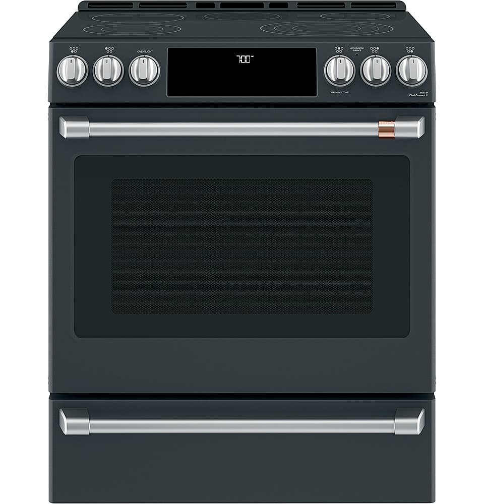 Alt View 31. Café - 5.7 Cu. Ft. Slide-In Electric Convection Range, Customizable - Matte Black.