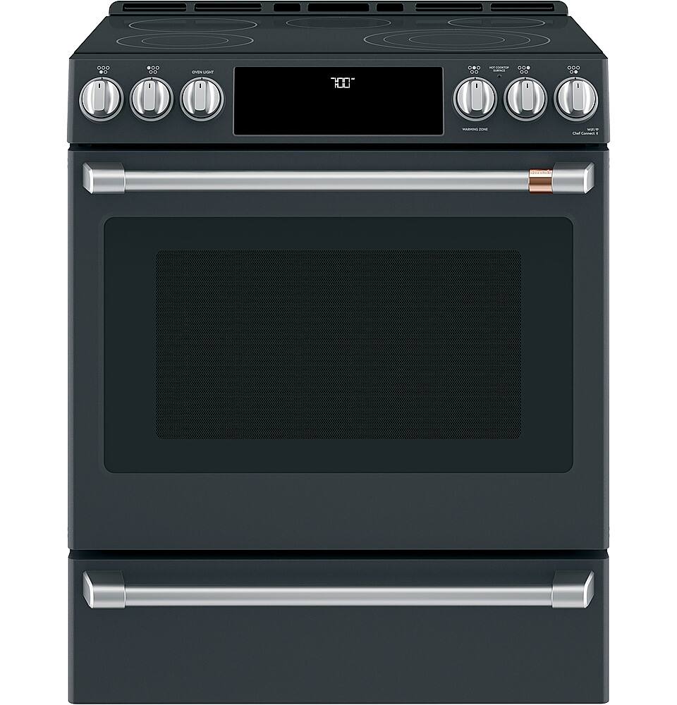 Alt View 31. Café - 5.7 Cu. Ft. Slide-In Electric Convection Range, Customizable - Matte Black.