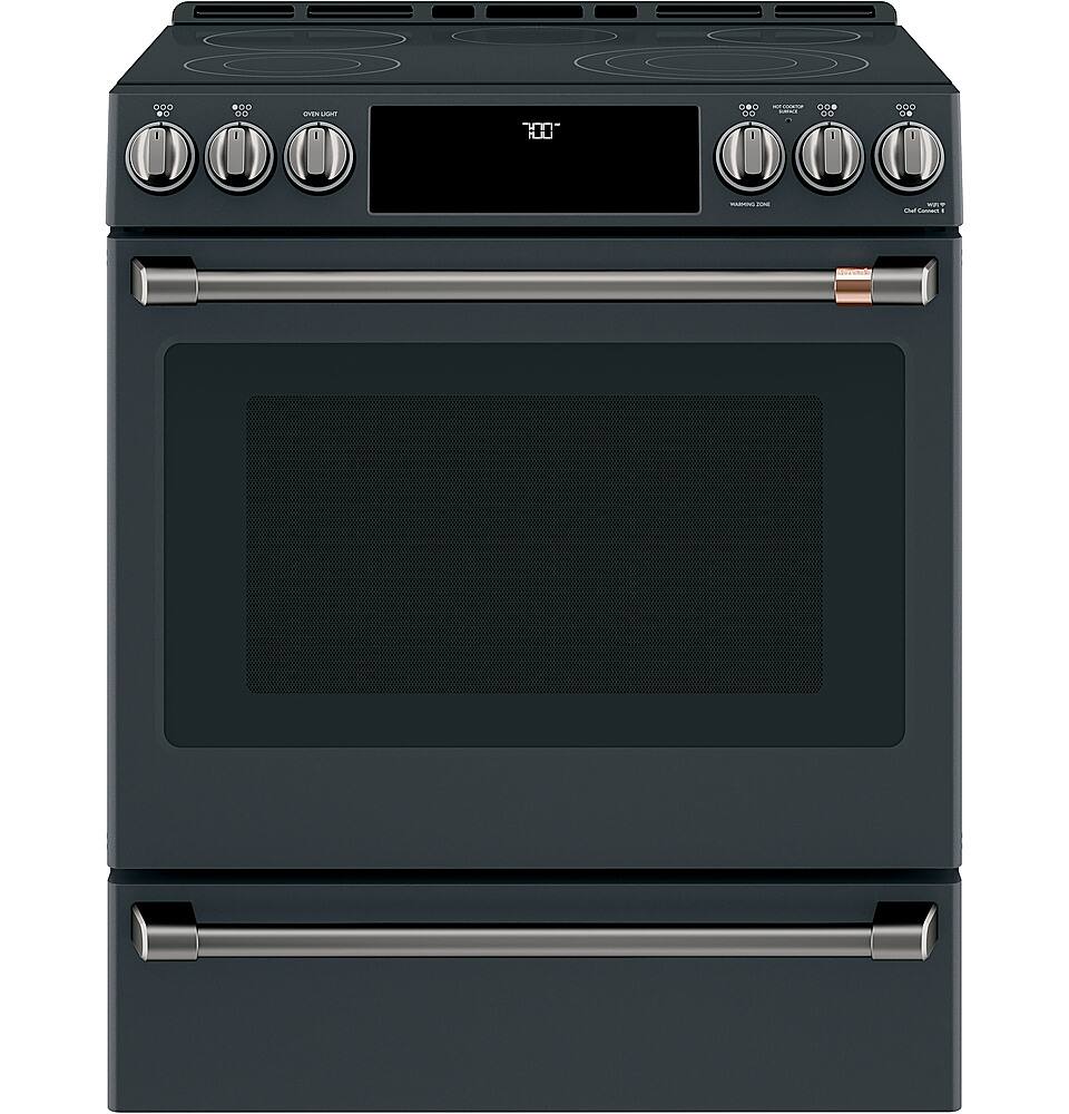 Alt View 32. Café - 5.7 Cu. Ft. Slide-In Electric Convection Range, Customizable - Matte Black.