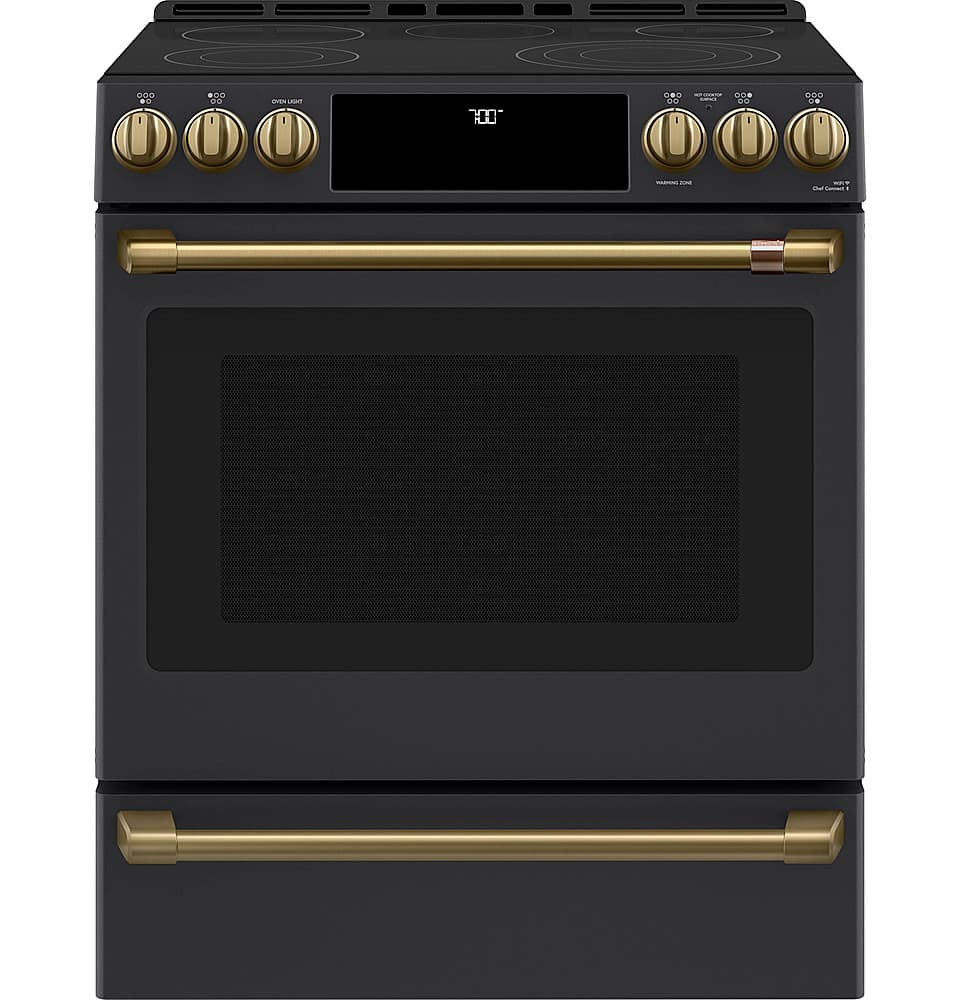 Alt View 34. Café - 5.7 Cu. Ft. Slide-In Electric Convection Range, Customizable - Matte Black.