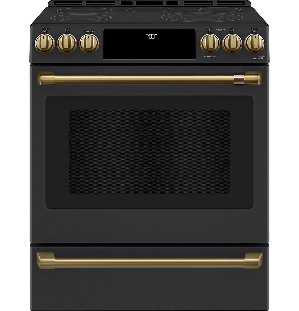 Alt View 34. Café - 5.7 Cu. Ft. Slide-In Electric Convection Range, Customizable - Matte Black.