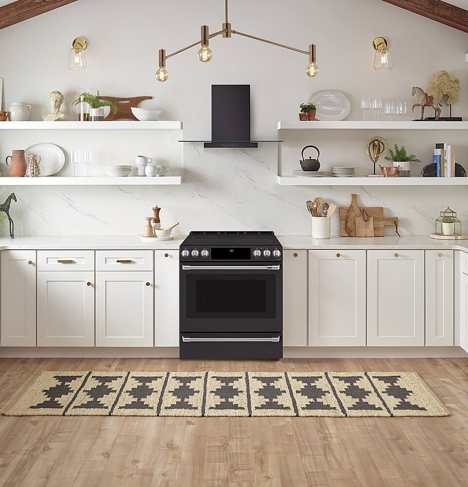 Alt View 39. Café - 5.7 Cu. Ft. Slide-In Electric Convection Range, Customizable - Matte Black.