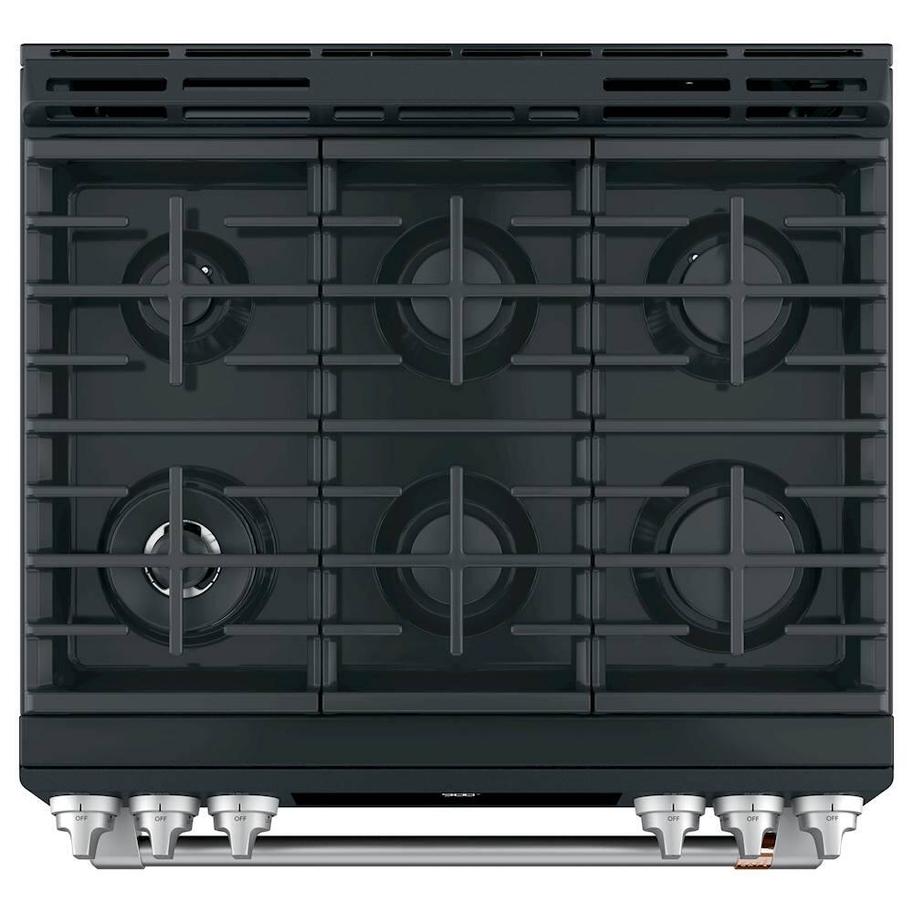 Alt View 12. Café - 5.7 Cu. Ft. Self-Cleaning Slide-In Dual Fuel Convection Range - Matte Black.