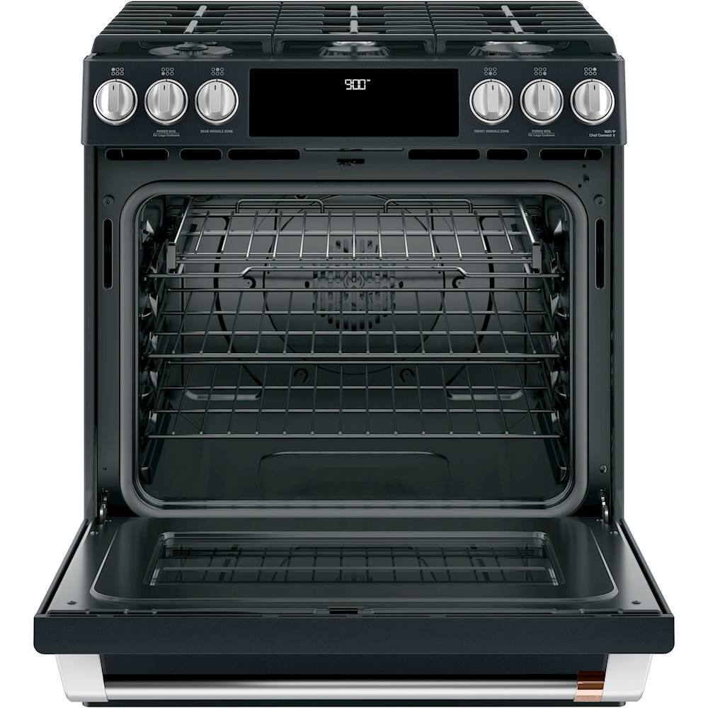 Alt View 13. Café - 5.7 Cu. Ft. Self-Cleaning Slide-In Dual Fuel Convection Range - Matte Black.