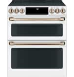 Café - 7.0 Cu. Ft. Slide-In Double Oven Electric Convection Range - Matte White - Front_Standard