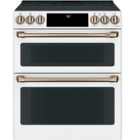 Café - 6.7 Cu. Ft. Slide-In Double Oven Electric True Convection Range with Built-In Wi-Fi, Customizable - Matte White - Front_Zoom