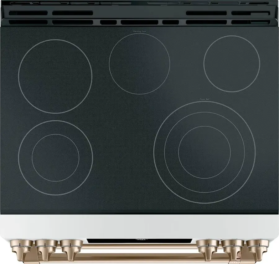Alt View 12. Café - 6.7 Cu. Ft. Slide-In Double Oven Electric True Convection Range with Built-In Wi-Fi, Customizable - Matte White.