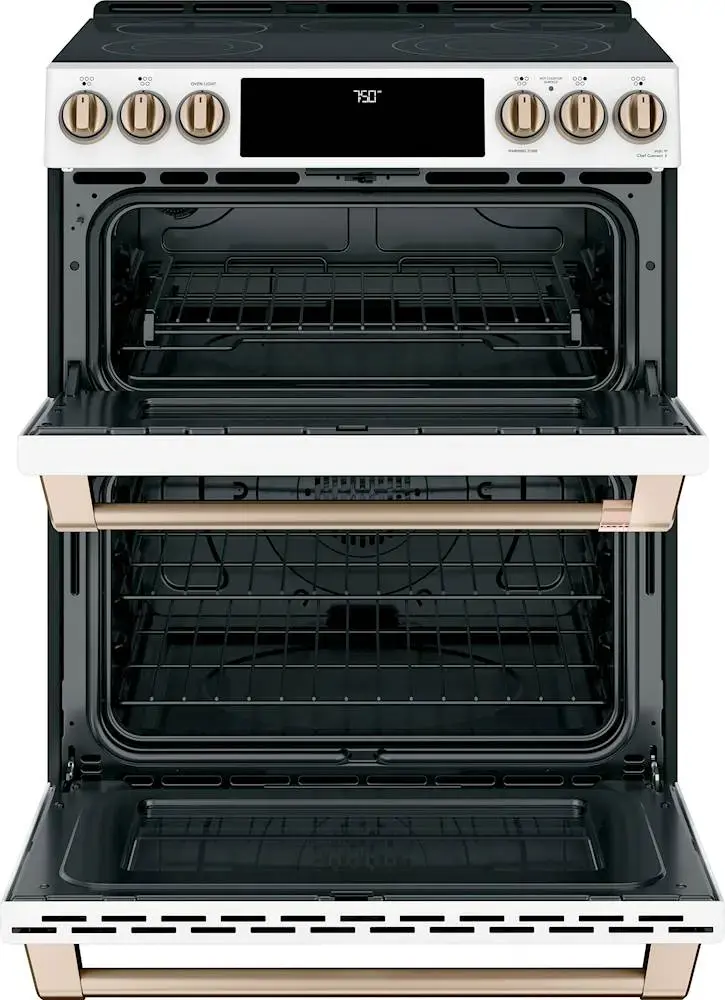 Alt View 13. Café - 6.7 Cu. Ft. Slide-In Double Oven Electric True Convection Range with Built-In Wi-Fi, Customizable - Matte White.