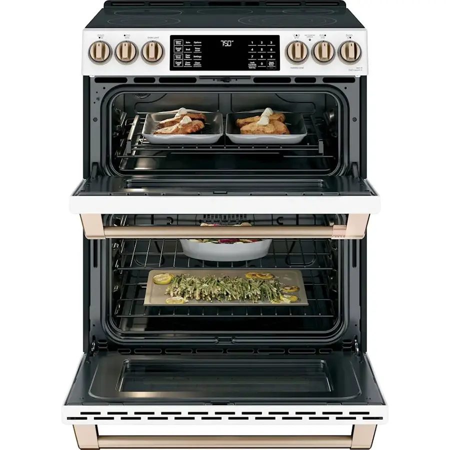 Alt View 14. Café - 6.7 Cu. Ft. Slide-In Double Oven Electric True Convection Range with Built-In Wi-Fi, Customizable - Matte White.