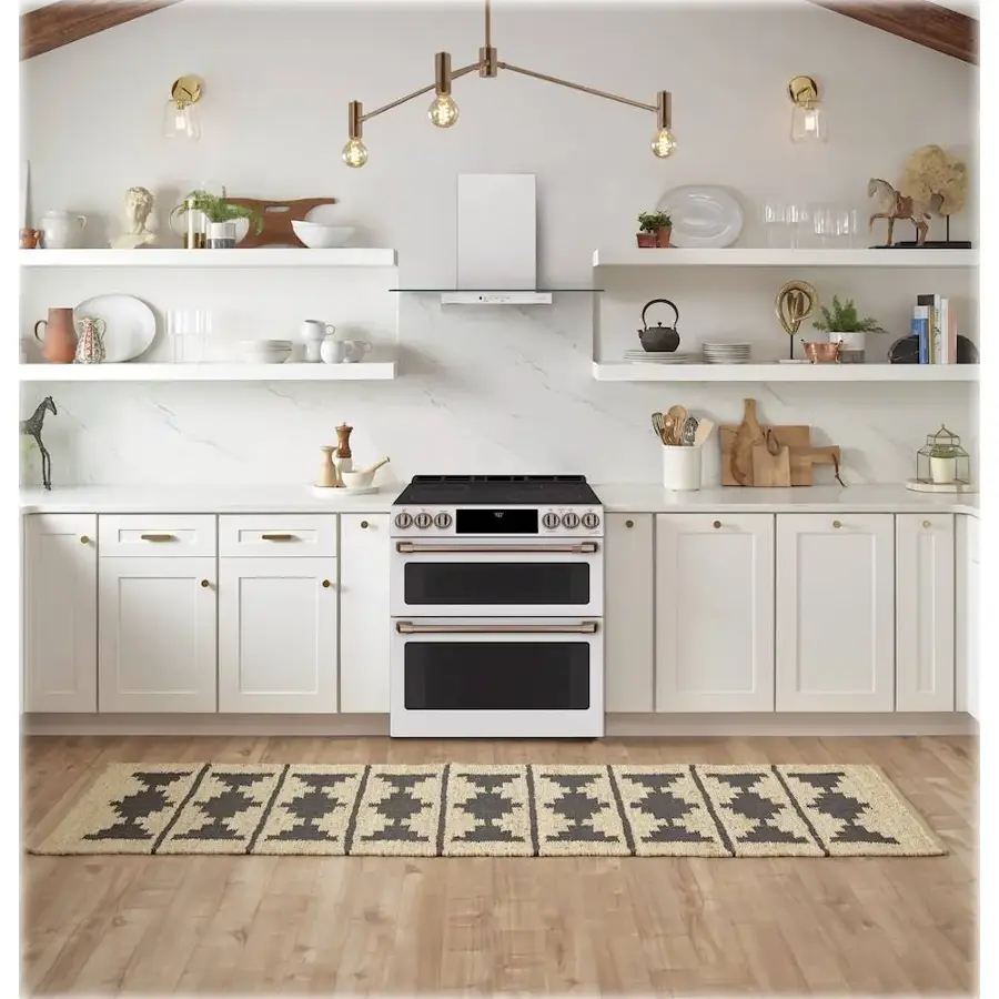 Alt View 16. Café - 6.7 Cu. Ft. Slide-In Double Oven Electric True Convection Range with Built-In Wi-Fi, Customizable - Matte White.