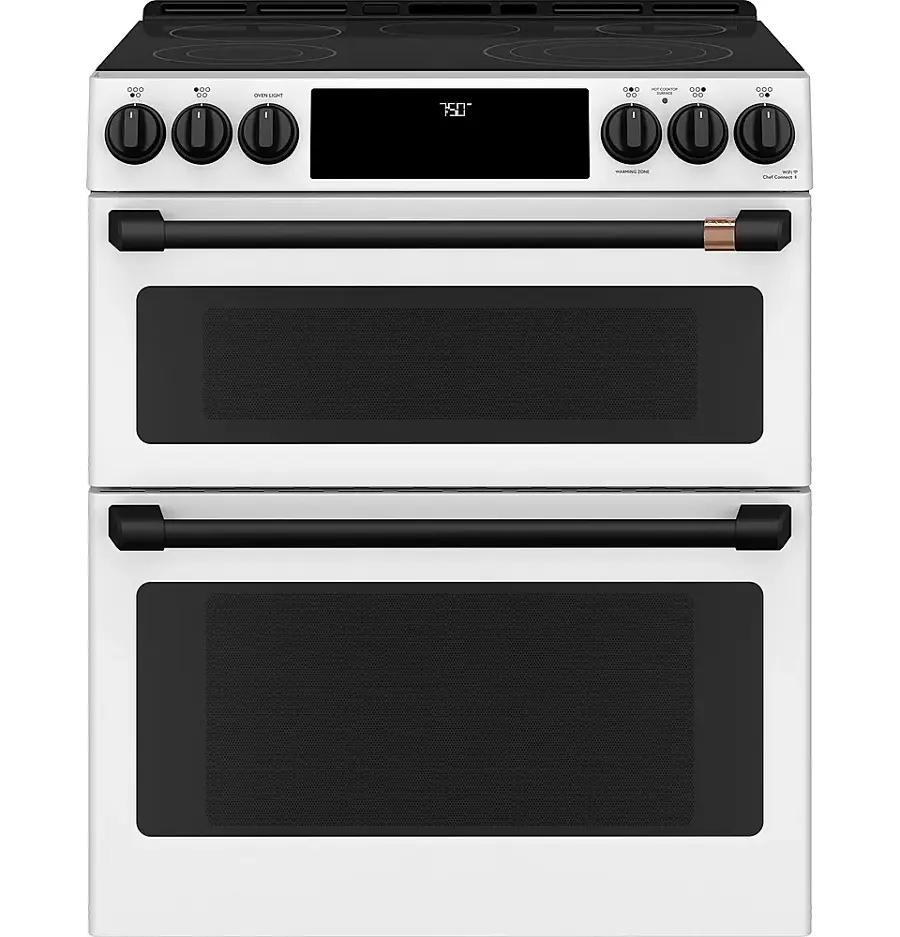 Alt View 36. Café - 6.7 Cu. Ft. Slide-In Double Oven Electric True Convection Range with Built-In Wi-Fi, Customizable - Matte White.