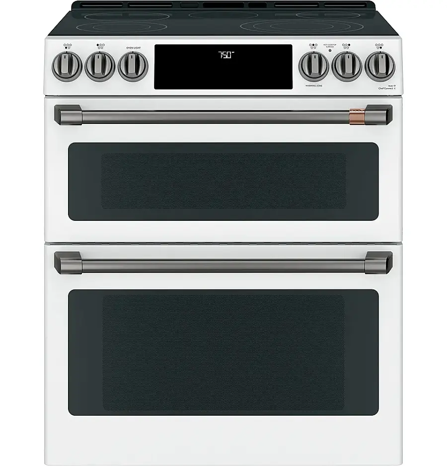 Alt View 37. Café - 6.7 Cu. Ft. Slide-In Double Oven Electric True Convection Range with Built-In Wi-Fi, Customizable - Matte White.