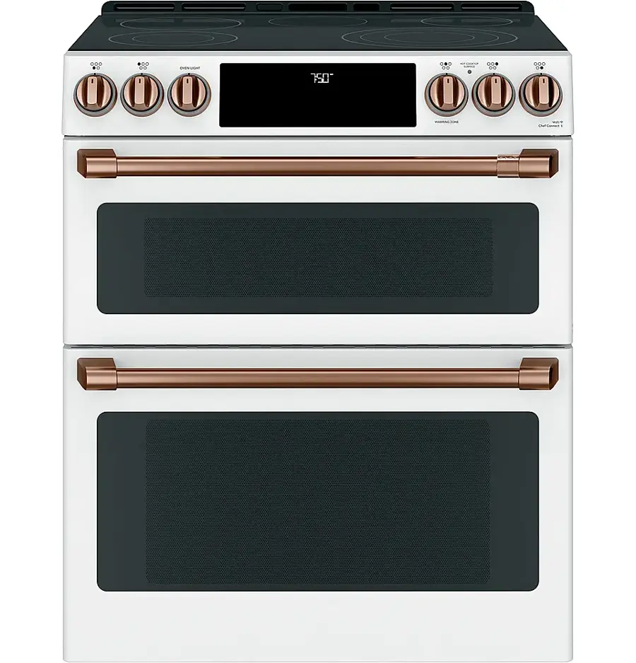 Alt View 38. Café - 6.7 Cu. Ft. Slide-In Double Oven Electric True Convection Range with Built-In Wi-Fi, Customizable - Matte White.