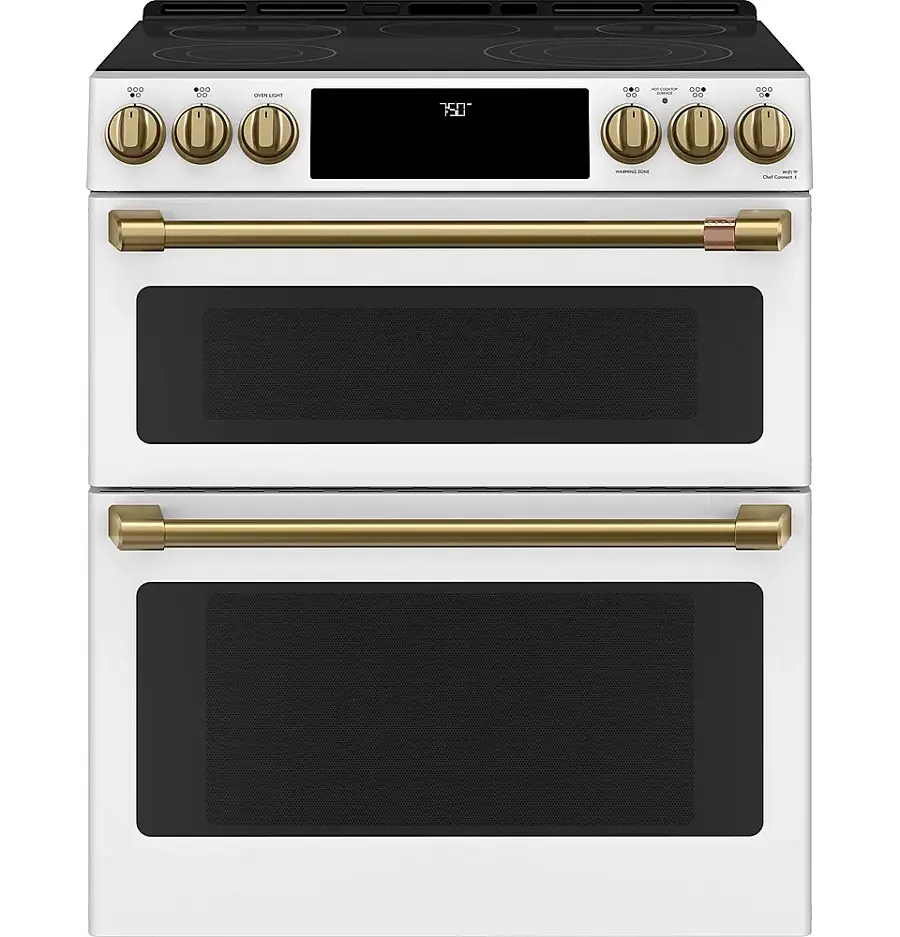 Alt View 40. Café - 6.7 Cu. Ft. Slide-In Double Oven Electric True Convection Range with Built-In Wi-Fi, Customizable - Matte White.