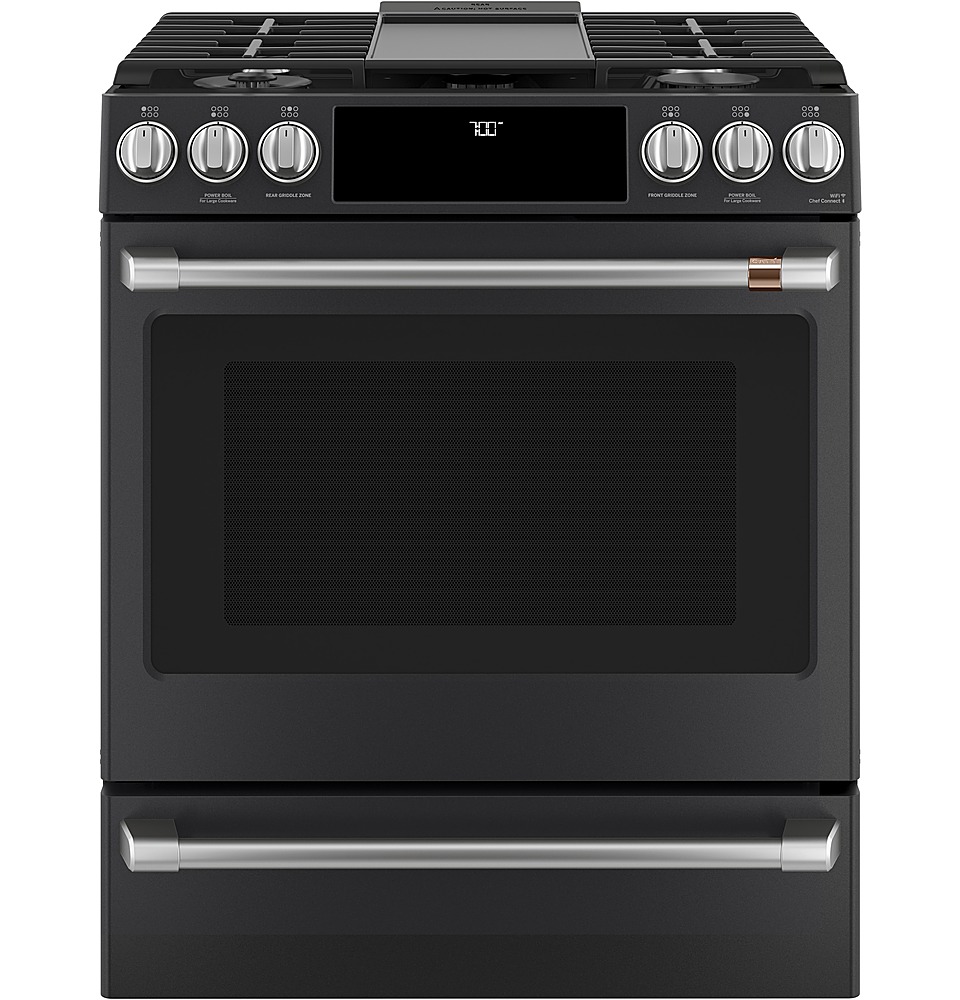 Angle View: Café - 5.6 Cu. Ft. Self-Cleaning Slide-In Gas Convection Range - Matte Black