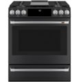 Angle Zoom. Café - 5.6 Cu. Ft. Self-Cleaning Slide-In Gas Convection Range, Customizable - Matte Black.