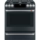 Café - 30 in. Wide 6 Burners 5.6 Cu. Ft. Self-Cleaning Slide-In Gas Convection Range, Customizable - Matte Black