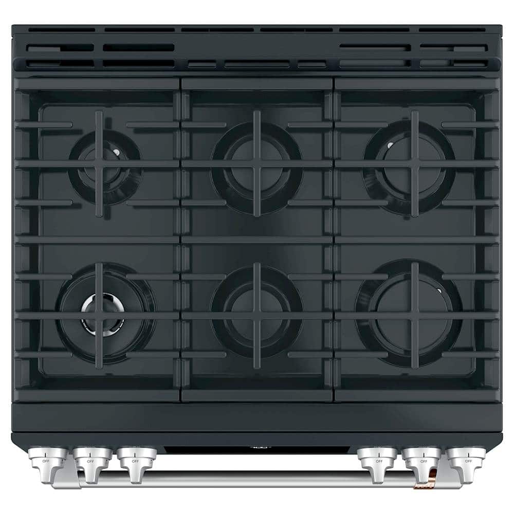Alt View 11. Café - 5.6 Cu. Ft. Self-Cleaning Slide-In Gas Convection Range, Customizable - Matte Black.