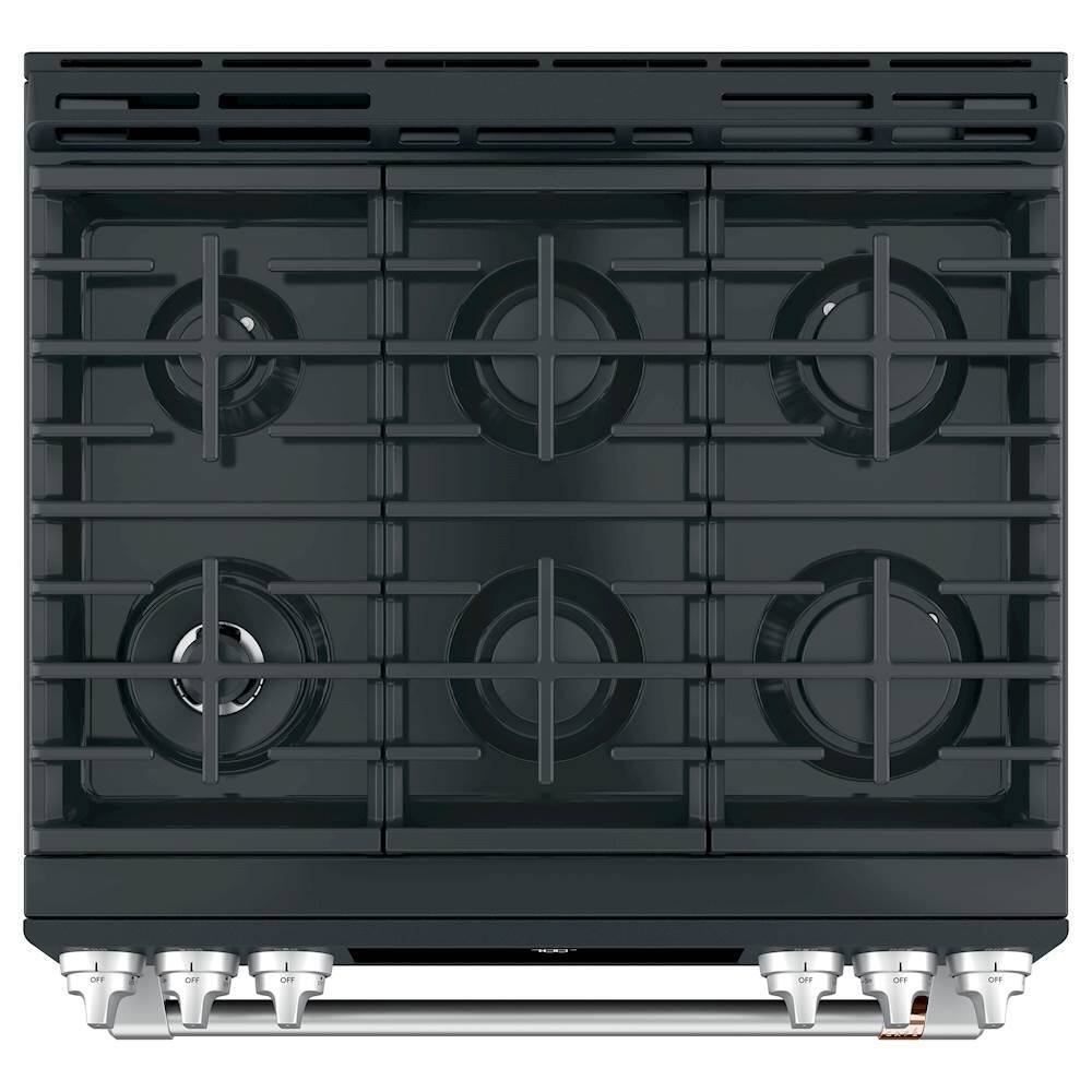 Alt View 11. Café - 5.6 Cu. Ft. Self-Cleaning Slide-In Gas Convection Range, Customizable - Matte Black.